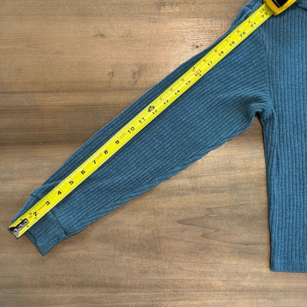 SHEIN Blue Ribbed Knit Collared Pullover Sweater Long Sleeve Casual Cozy Top - Picture 4 of 6